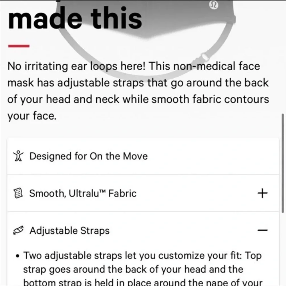 NWT! Pack of 3 Lululemon Face Masks!